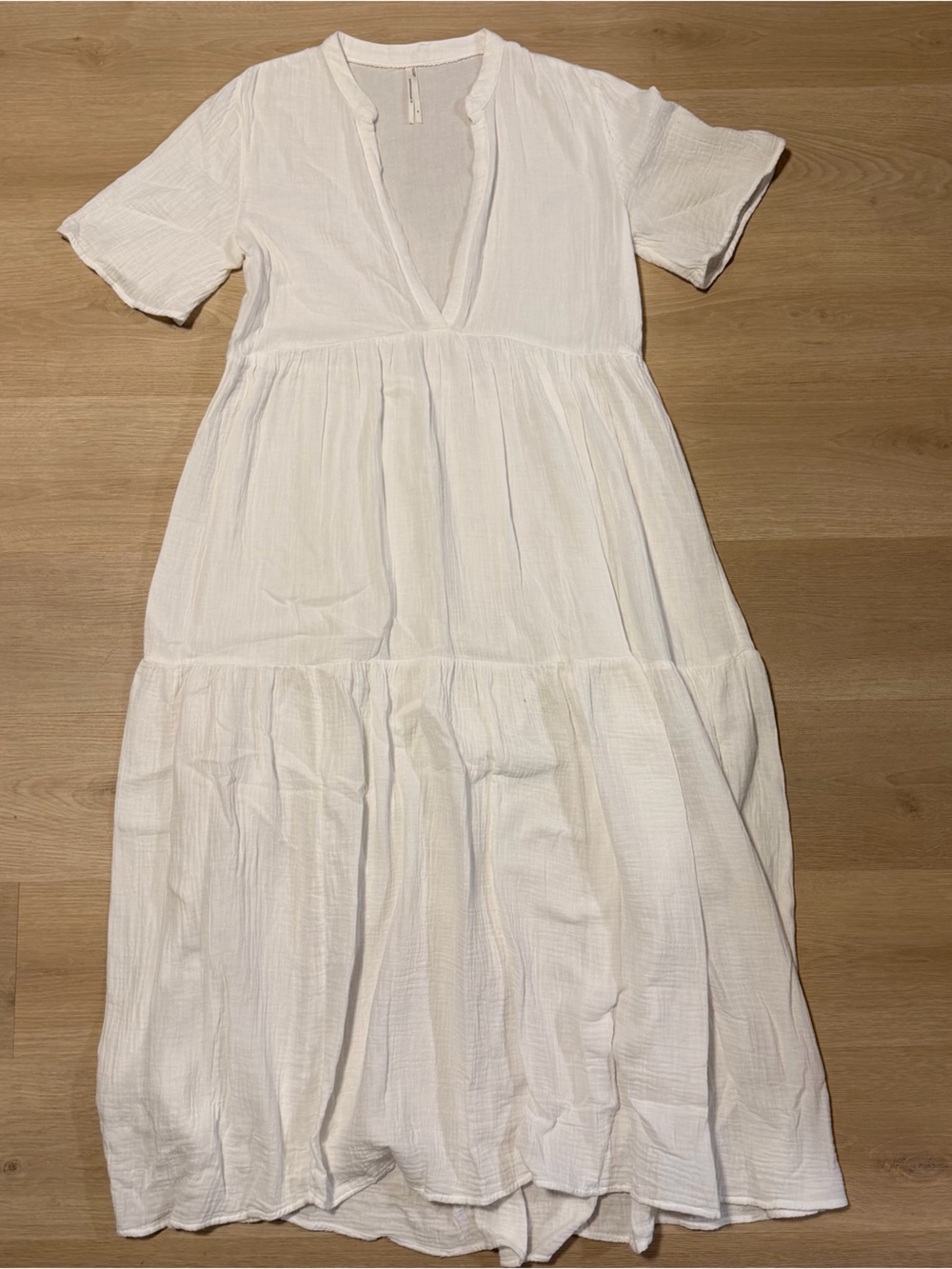 Anthropologie White Tiered Maxi Swimsuit Cover Up